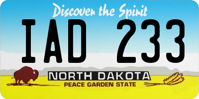 ND license plate IAD233