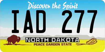 ND license plate IAD277