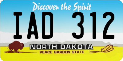 ND license plate IAD312