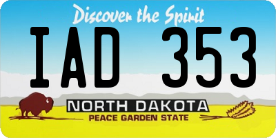 ND license plate IAD353
