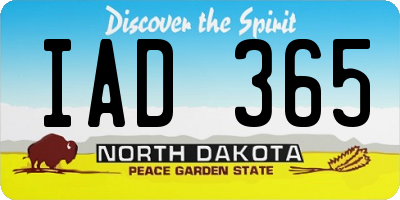 ND license plate IAD365
