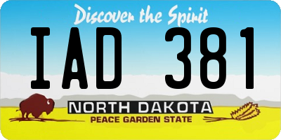 ND license plate IAD381