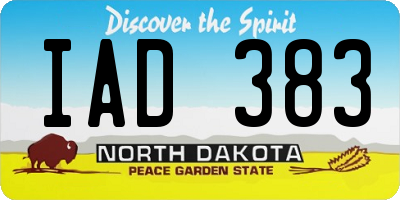 ND license plate IAD383