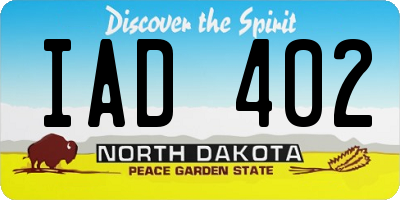 ND license plate IAD402