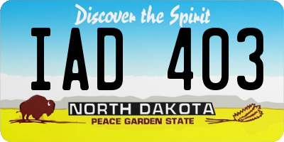 ND license plate IAD403