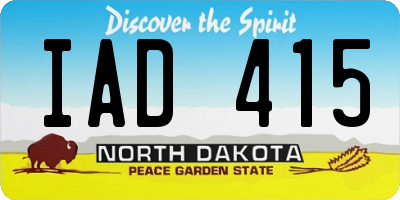 ND license plate IAD415