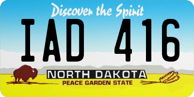 ND license plate IAD416