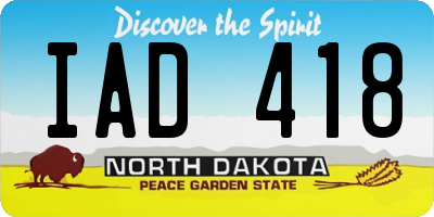 ND license plate IAD418
