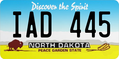 ND license plate IAD445