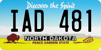 ND license plate IAD481