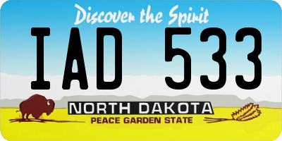 ND license plate IAD533
