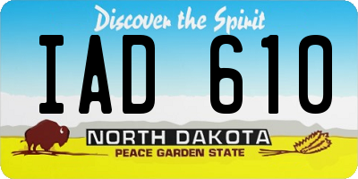 ND license plate IAD610