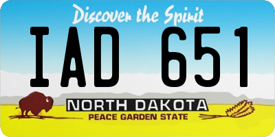 ND license plate IAD651