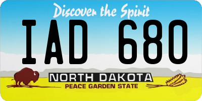 ND license plate IAD680