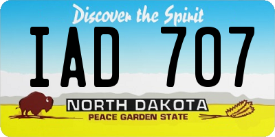 ND license plate IAD707
