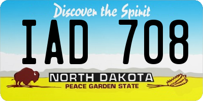 ND license plate IAD708