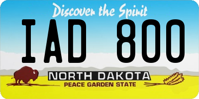 ND license plate IAD800