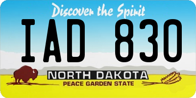 ND license plate IAD830