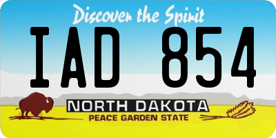 ND license plate IAD854