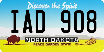 ND license plate IAD908