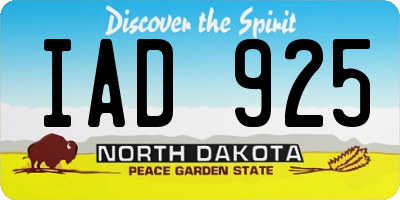 ND license plate IAD925
