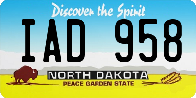 ND license plate IAD958