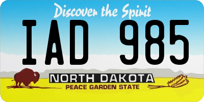 ND license plate IAD985