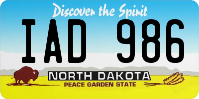 ND license plate IAD986