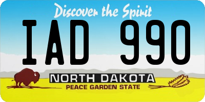 ND license plate IAD990