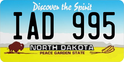 ND license plate IAD995