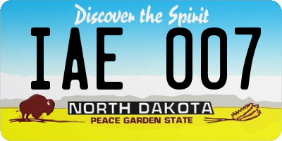 ND license plate IAE007