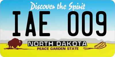 ND license plate IAE009