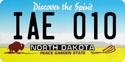 ND license plate IAE010