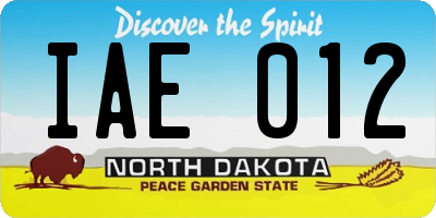 ND license plate IAE012