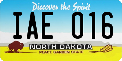 ND license plate IAE016