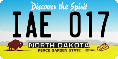 ND license plate IAE017