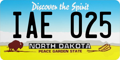 ND license plate IAE025