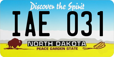 ND license plate IAE031