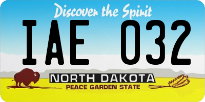 ND license plate IAE032