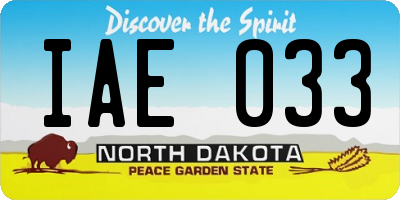 ND license plate IAE033