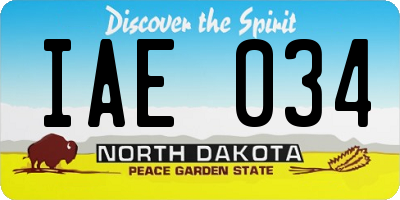 ND license plate IAE034
