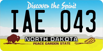 ND license plate IAE043