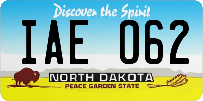 ND license plate IAE062