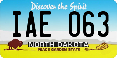 ND license plate IAE063