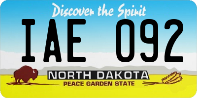 ND license plate IAE092