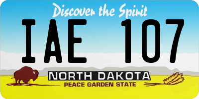 ND license plate IAE107