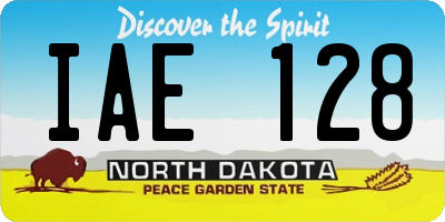 ND license plate IAE128