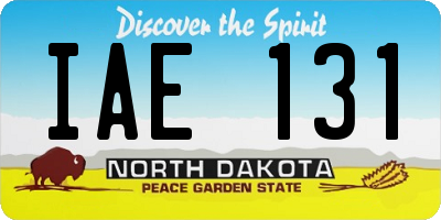 ND license plate IAE131