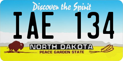 ND license plate IAE134