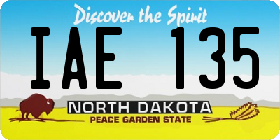 ND license plate IAE135